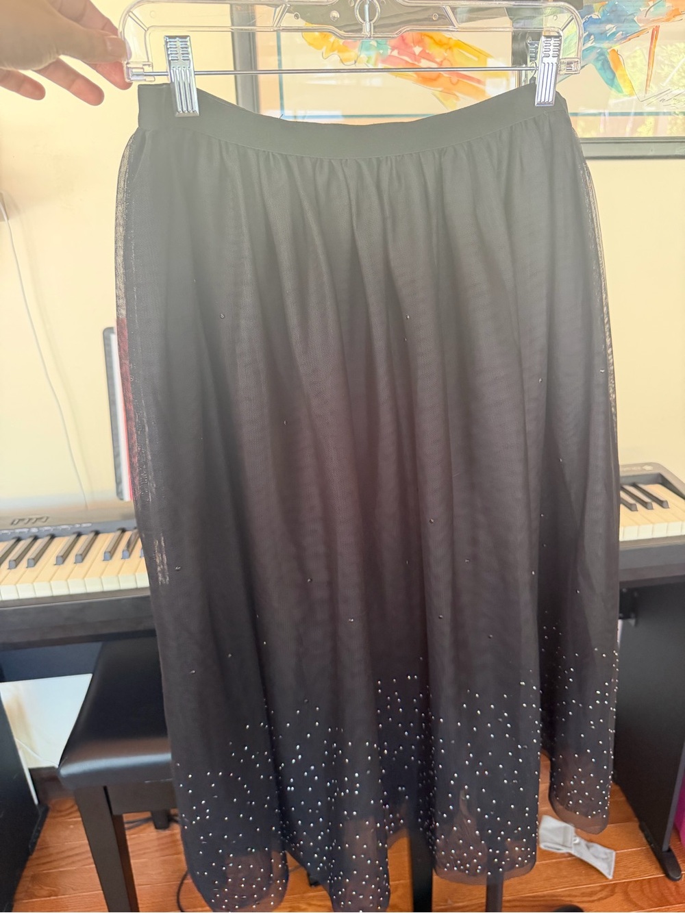 A new day Black Embellished Midi Tulle Skirt